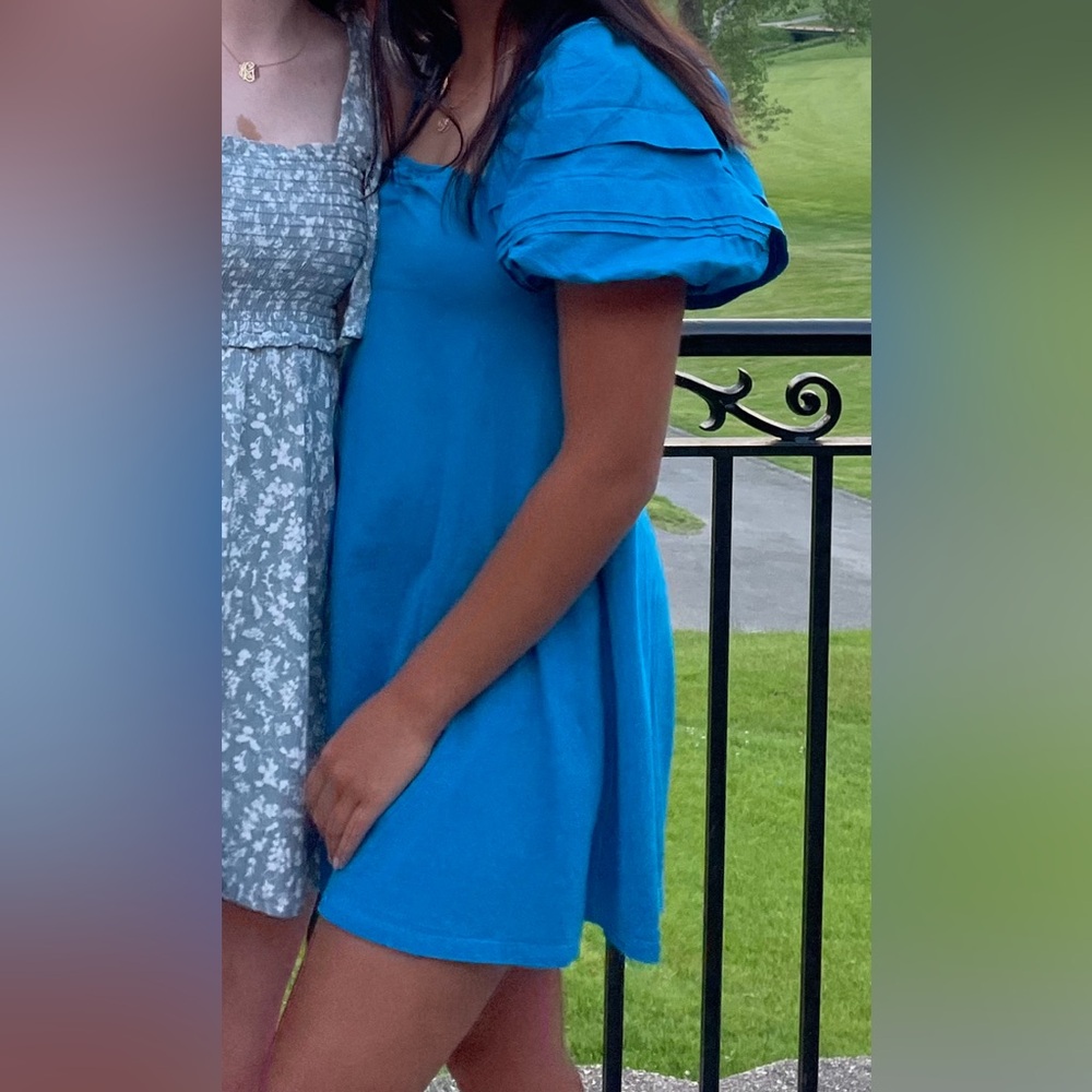 Zara Blue Puff Sleeve Sundress for Weddings